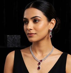 Teardrop American Diamond Necklace Set