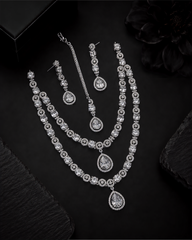 Royal Spark American Diamond Double Layer Necklace Set