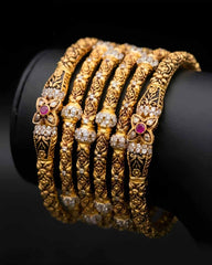Only Pre Order 15 Days Delivery Elegant Glow Gold Bangles