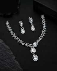 Teardrop American Diamond Necklace Set