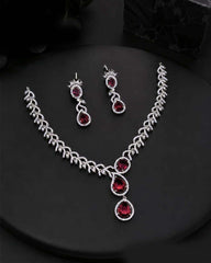 Teardrop American Diamond Necklace Set