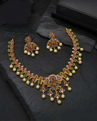 Rajwadi Multicolor Antique Necklace Set