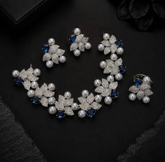 Celestia American Diamond Necklace Set with Ring