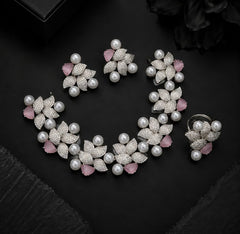 Celestia American Diamond Necklace Set with Ring