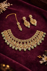 Bridal Choker Necklace Set with Earrings & Maang Tikka