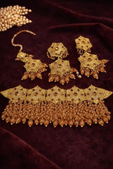 Bridal Pearl Choker Set with Earrings & Maang Tikka – Traditional Party Wear Jewelry