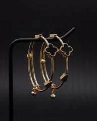 Designer Clover Bracelet Bangle Set Gold Plated Elegant Luxury Women’s Jewelry - Gram