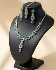 Designer Statement Necklace Earrings and Tikka Jewelry Set