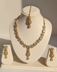 Designer Statement Necklace Earrings and Tikka Jewelry Set