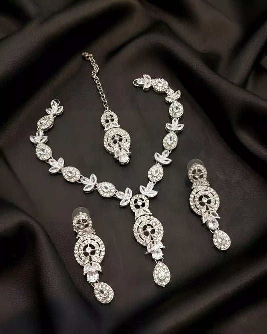 Elegant Celebration Necklace Earrings and Tikka Set