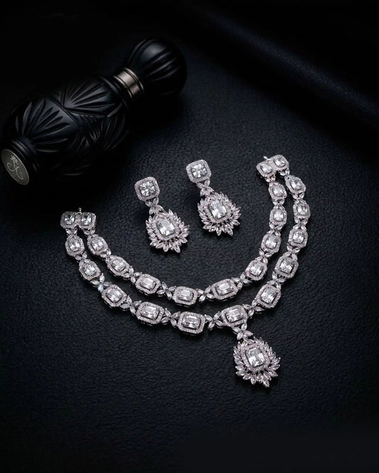 Double Layer AD Necklace Set