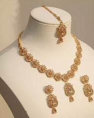 Elegant Party Wear Necklace Earrings and Tikka Set for Women