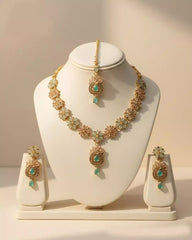 Elegant Party Wear Necklace Earrings and Tikka Set for Women