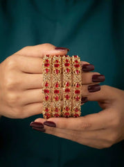 Gold Plated Stone Bangles Set Premium Designer Party Wear Bangles for Women
