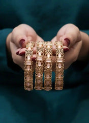Gold Plated Stone Bangles Set Premium Designer Party Wear Bangles for Women