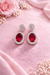 Luxury Oval Crystal Drop Earrings for Women | Elegant Designer Party Wear Jhumka Earrings | 10 Color Variants