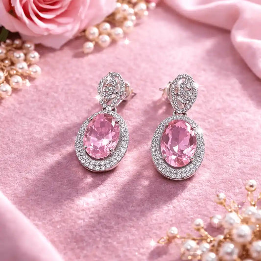 Luxury Oval Crystal Drop Earrings for Women | Elegant Designer Party Wear Jhumka Earrings | 10 Color Variants