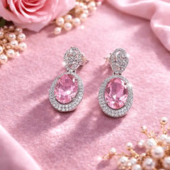Luxury Oval Crystal Drop Earrings for Women | Elegant Designer Party Wear Jhumka Earrings | 10 Color Variants
