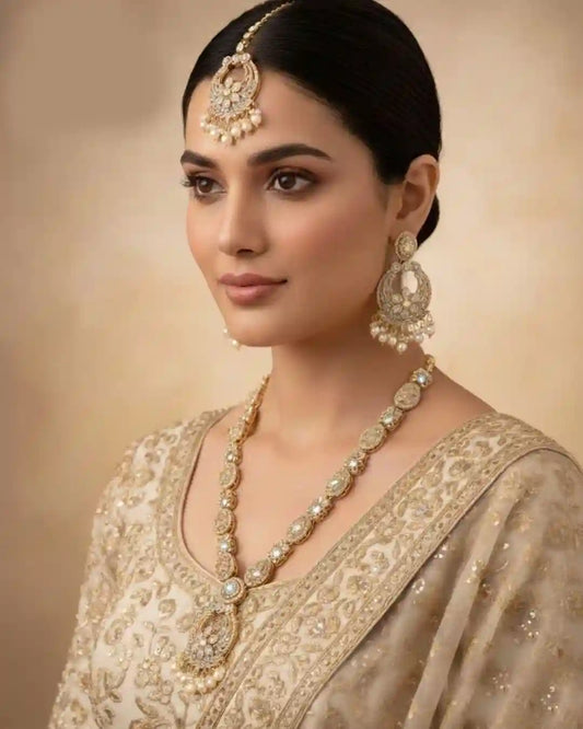 Luxury Party Wear Necklace, Earrings & Bindi Set – Wedding & Festive Jewelry