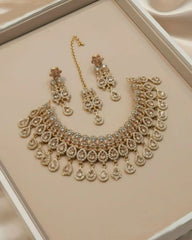 Luxury Wedding Style Necklace Earrings and Tikka Set