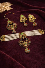 Pearl Bridal Choker Set with Earrings & Maang Tikka – Traditional Wedding Jewelry