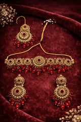 Royal Antique Bridal Choker Set with Earrings & Tikka