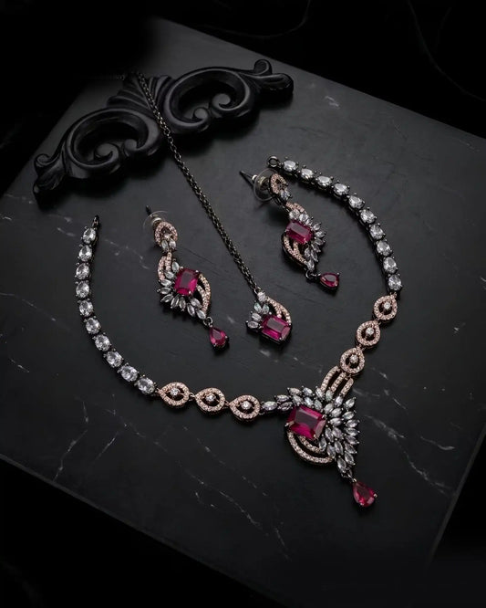 Zivara Dual Polish AD Necklace Set