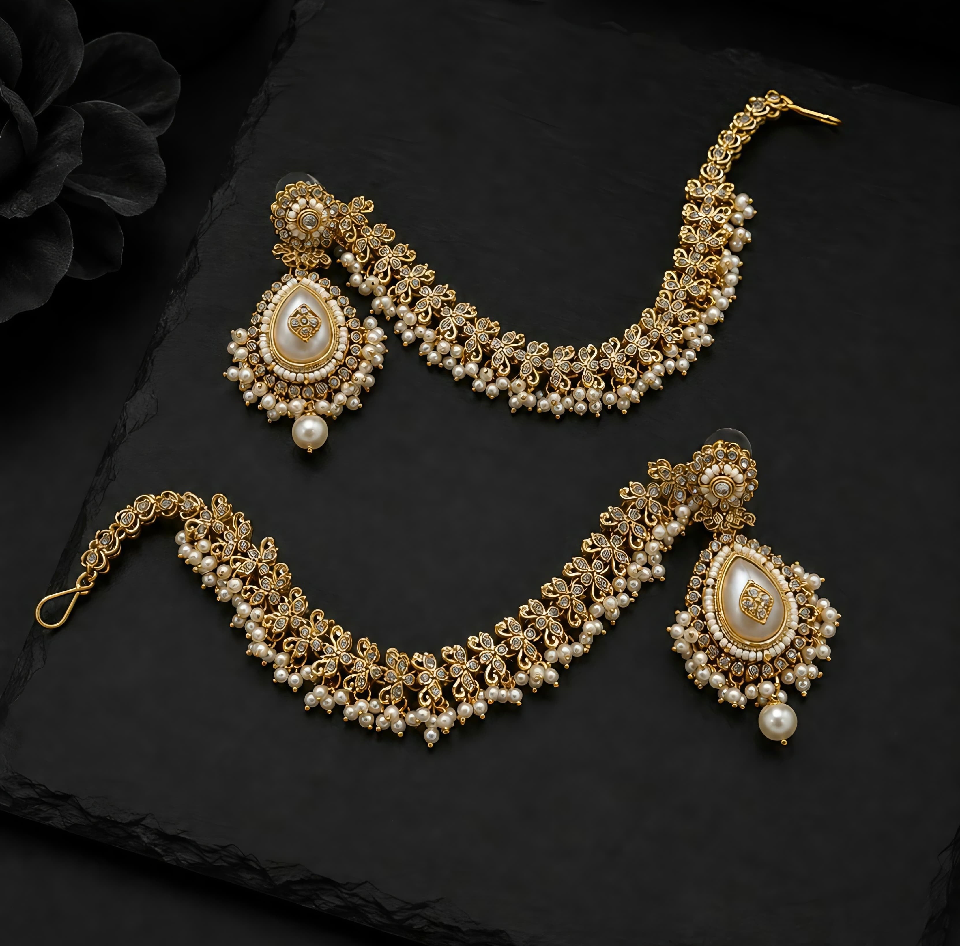 Gajra Style Antique Gold Earrings