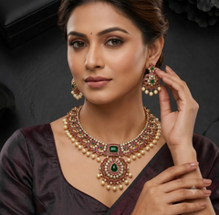 South Indian Bridal Style Necklace Set