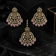 Noor Mahal Kundan Earring Set with Maang Tikka