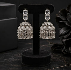 Crystal Bloom AD Jhumki Earrings