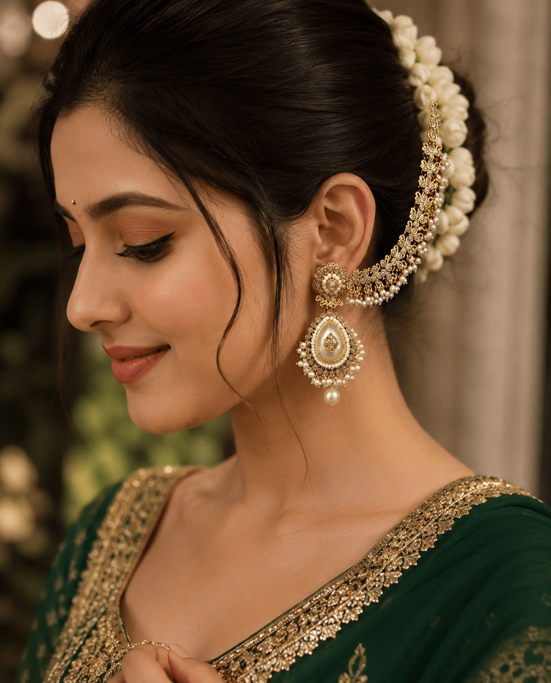 Gajra Style Antique Gold Earrings