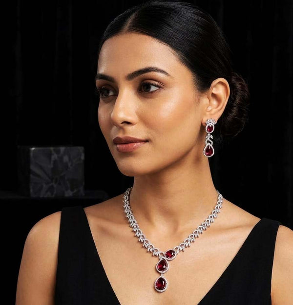 Teardrop American Diamond Necklace Set