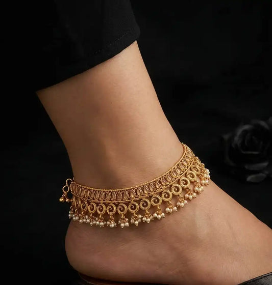 Noor Jahan Bridal Zircon Anklets – Pair of 2