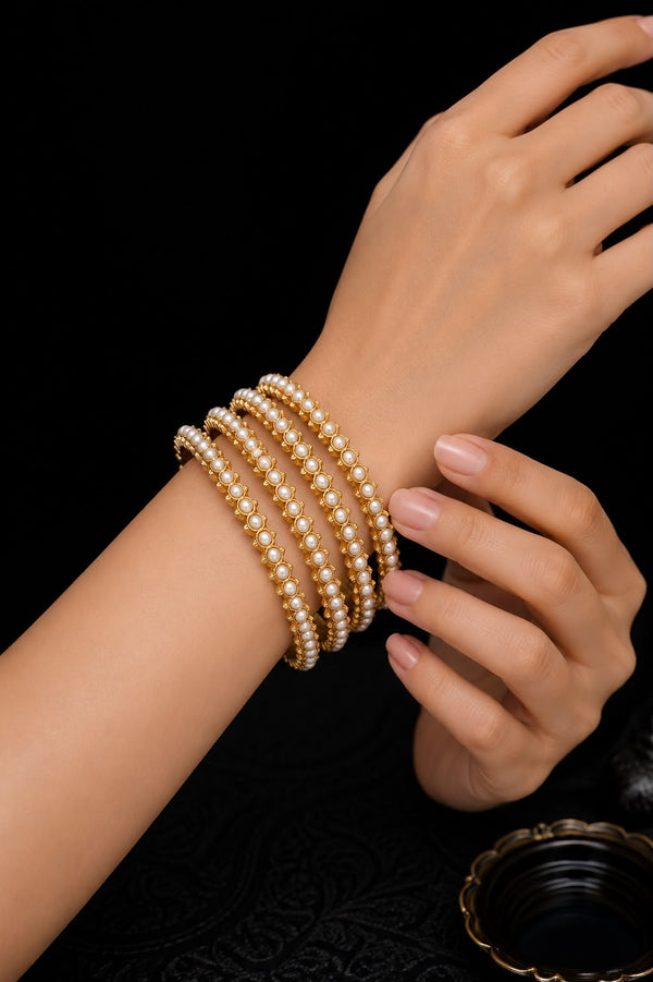 Rajwadi Pearl Bangles (4 PCS)
