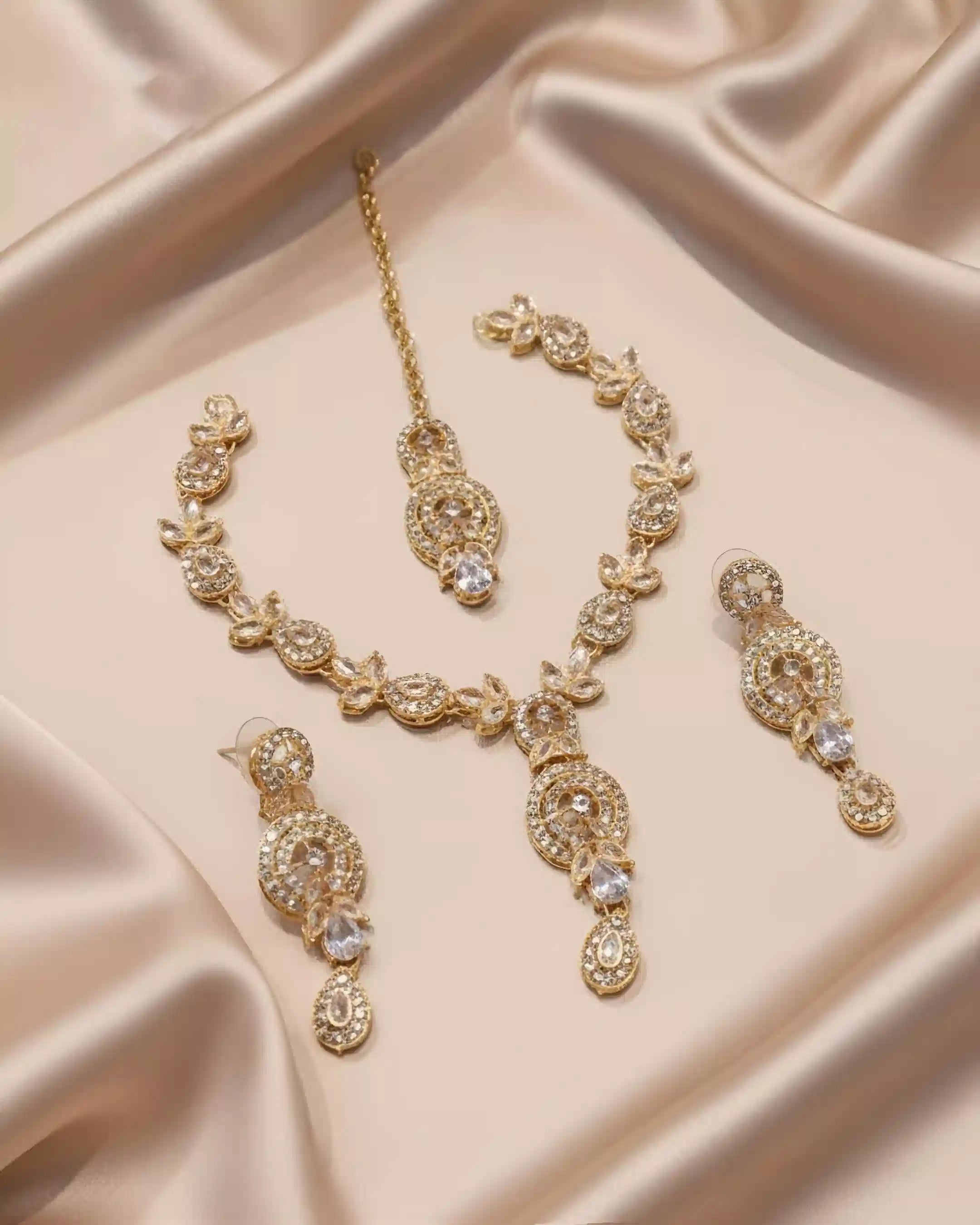 Luxury Wedding Event Necklace Earrings and Tikka Set