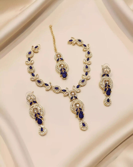 Luxury Wedding Event Necklace Earrings and Tikka Set