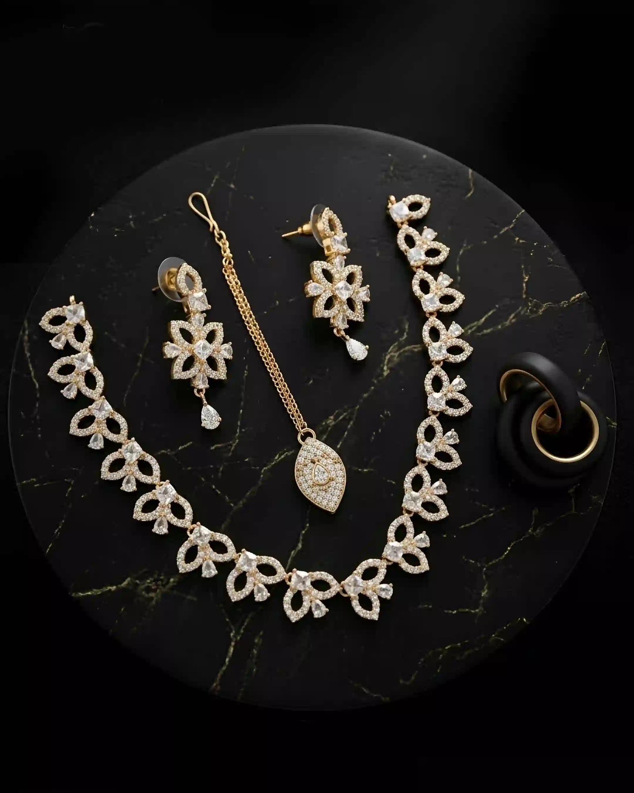 Elegant American Diamond Necklace Set