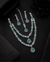 Royal Spark American Diamond Double Layer Necklace Set