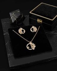 Leaf Crystal Locket Set