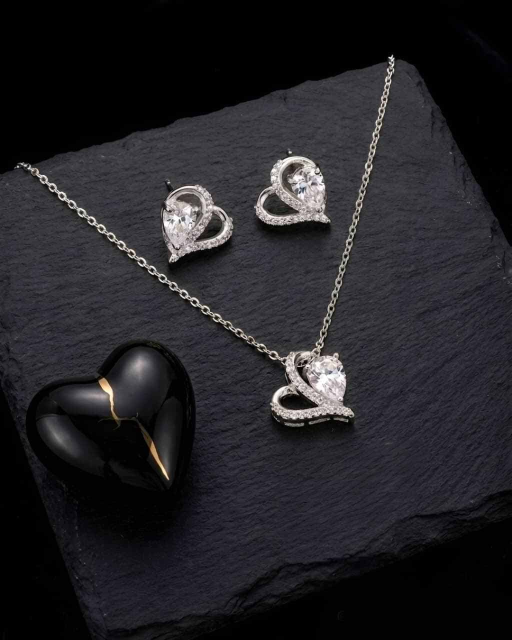 Royal Heart Crystal Locket Set