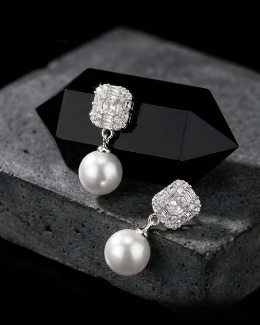 Teper Zircon Pearl Earrings