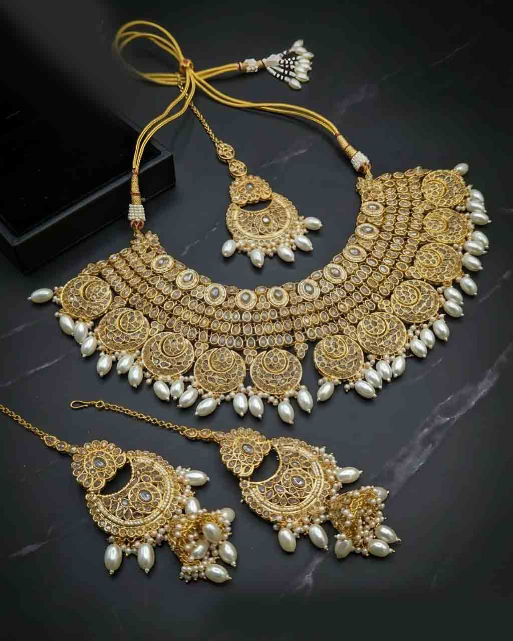 Reverse Kundan Zircon Bridal Set