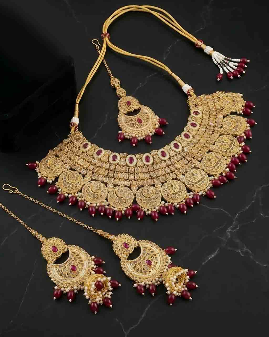 Reverse Kundan Zircon Bridal Set