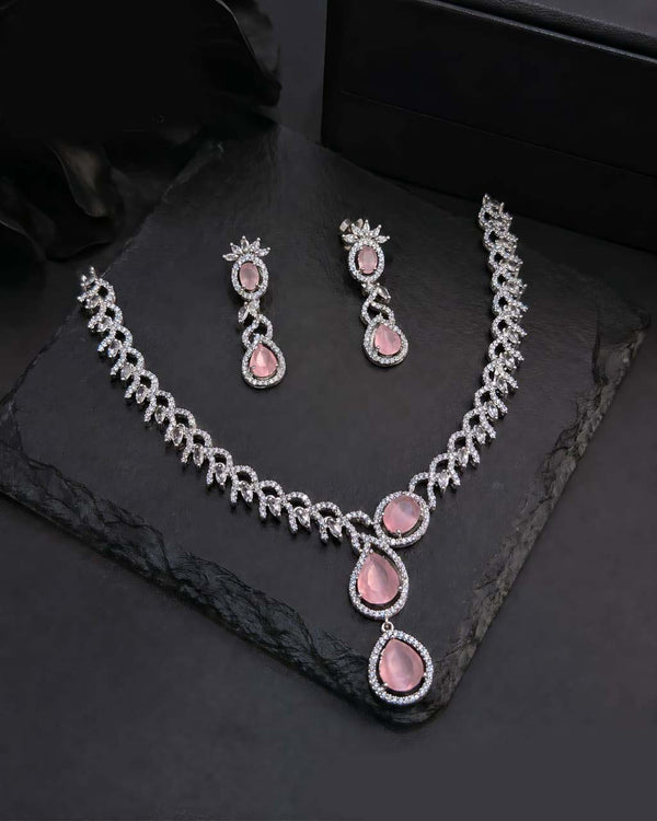 Teardrop American Diamond Necklace Set alternate view
