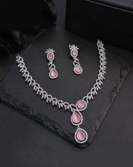 Teardrop American Diamond Necklace Set