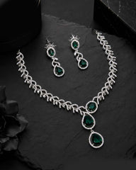 Teardrop American Diamond Necklace Set