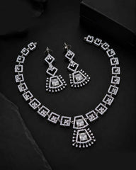 Square-Cut American Diamond Necklace Se