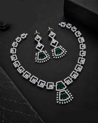 Square-Cut American Diamond Necklace Se