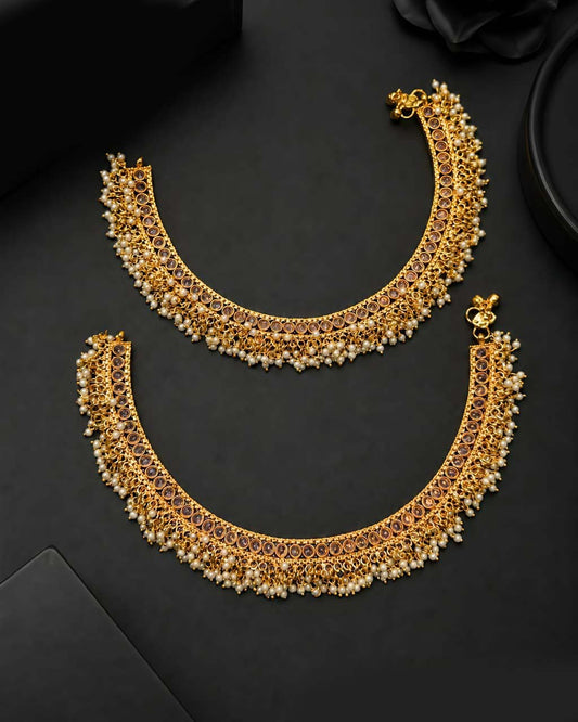Mahveen Elegant Zircon Anklets – Pair of 2